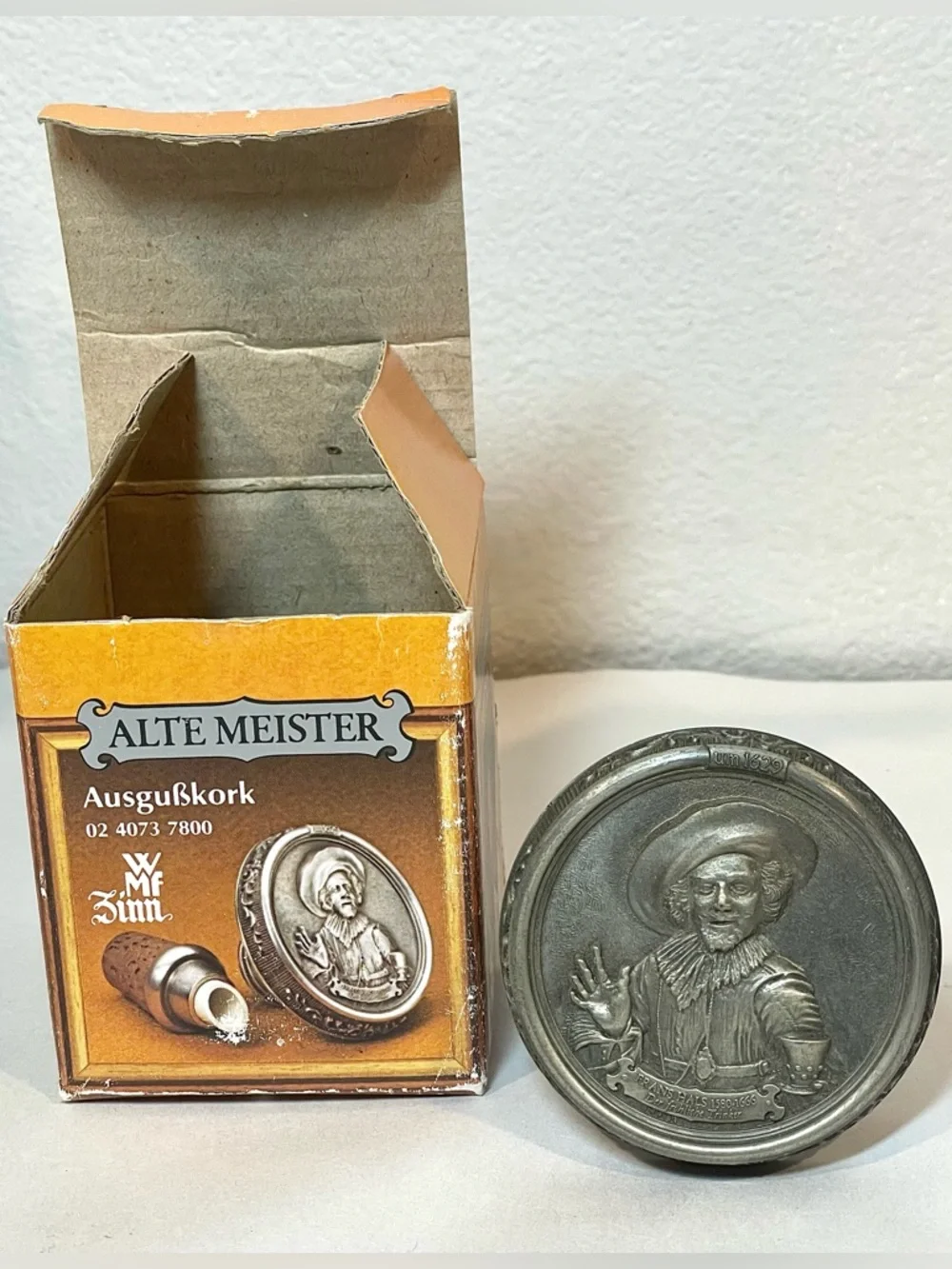 Convertible Wine Stopper Pourer  Pewter & Cork Alte Meister | Used in OG Box